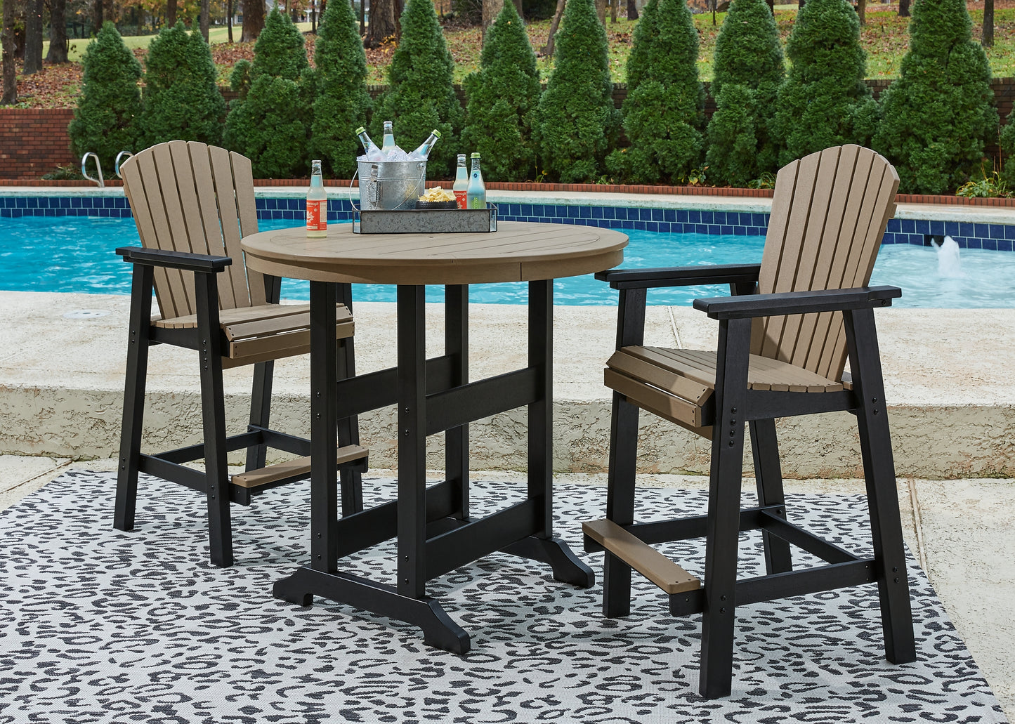 Ashley Express - Fairen Trail Outdoor Bar Table and 2 Barstools