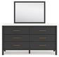 Cadmori Full Upholstered Panel Bed with Mirrored Dresser and 2 Nightstands