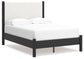 Cadmori Full Upholstered Panel Bed with Mirrored Dresser and Chest