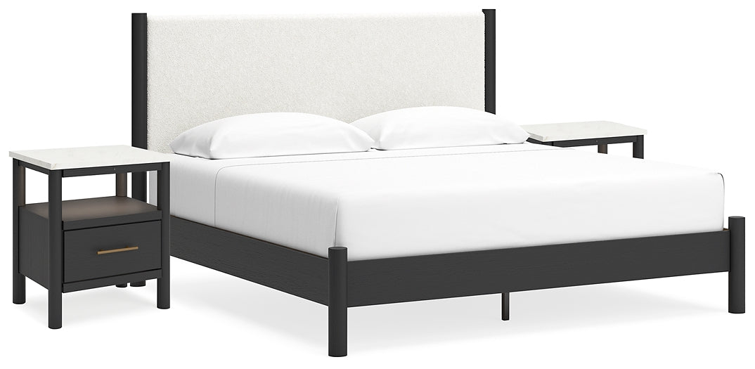 Ashley Express - Cadmori King Upholstered Panel Bed with 2 Nightstands