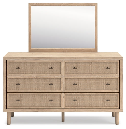 Cielden Full Panel Headboard with Mirrored Dresser