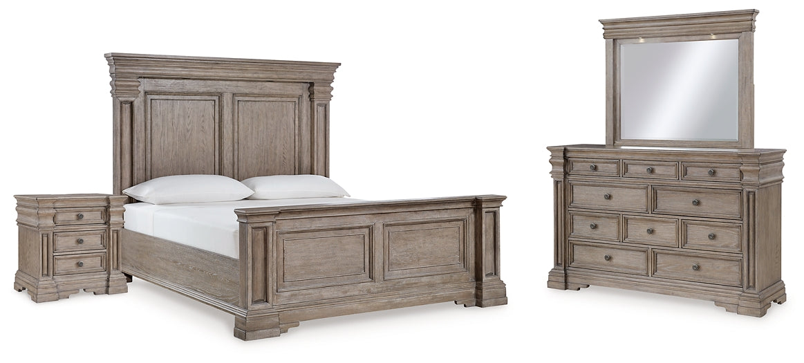 Blairhurst Queen Panel Bed with Mirrored Dresser and Nightstand