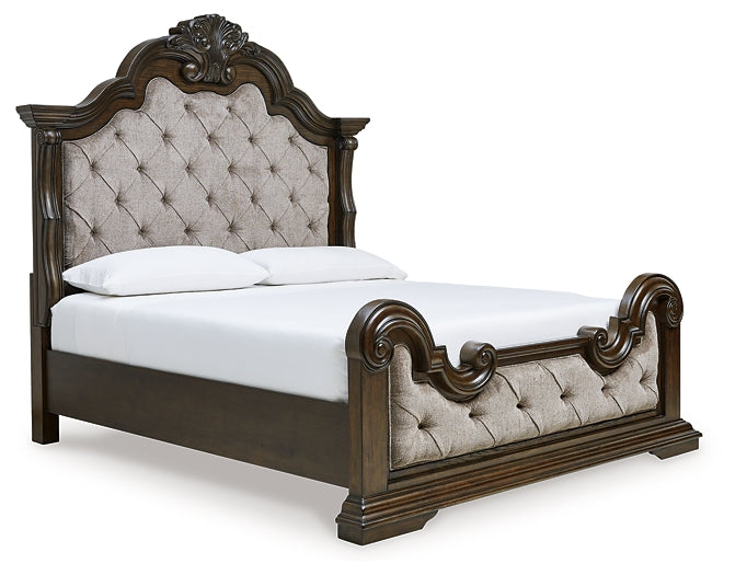 Maylee King Upholstered Bed with Dresser and Nightstand