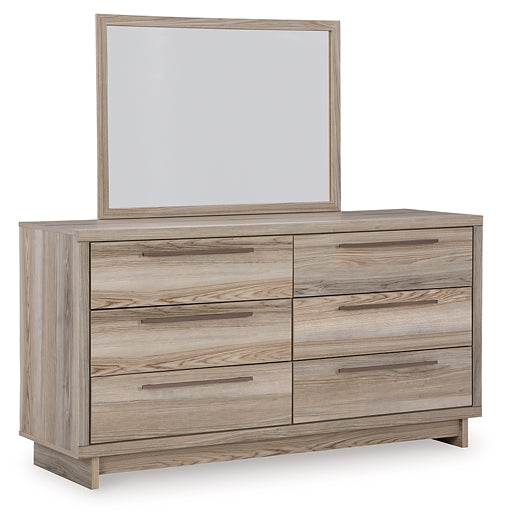 Hasbrick Queen Panel Headboard with Mirrored Dresser and Nightstand