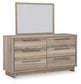 Hasbrick Queen Panel Headboard with Mirrored Dresser, Chest and Nightstand