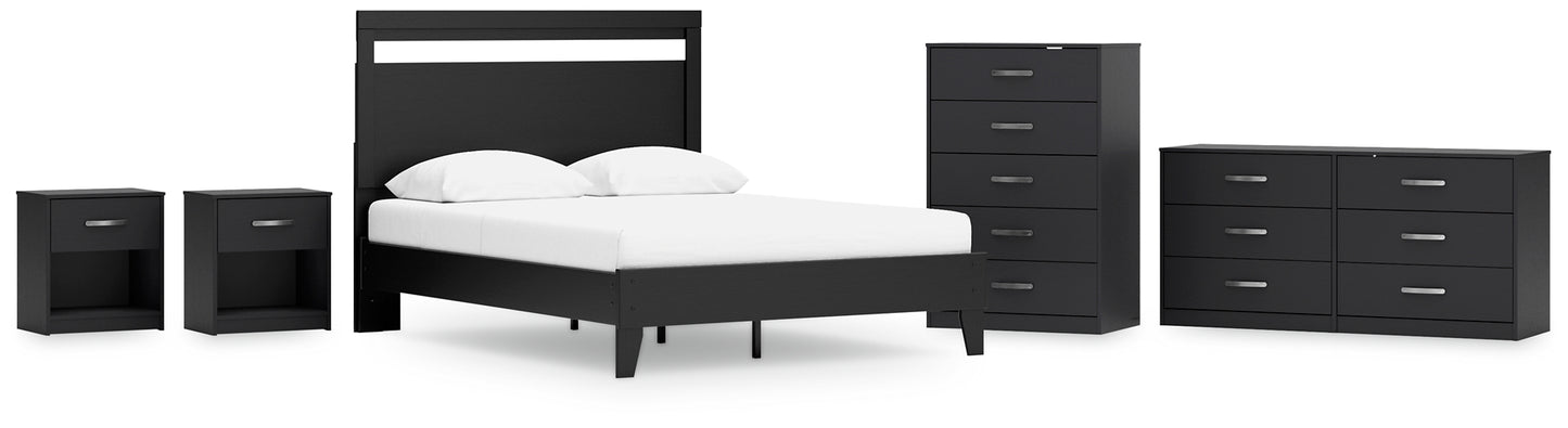 Ashley Express - Finch Queen Panel Platform Bed with Dresser, Chest and 2 Nightstands