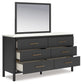 Cadmori King Upholstered Bed with Mirrored Dresser