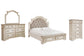 Realyn Queen Upholstered Bed with Mirrored Dresser and Chest