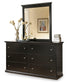 Maribel Twin Panel Headboard with Mirrored Dresser, Chest and 2 Nightstands