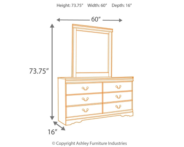 Huey Vineyard Full Sleigh Headboard with Mirrored Dresser and Chest