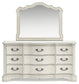 Arlendyne California King Upholstered Bed with Mirrored Dresser, Chest and 2 Nightstands