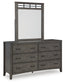 Montillan King Panel Bed with Mirrored Dresser, Chest and 2 Nightstands