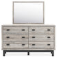 Vessalli King Panel Headboard with Mirrored Dresser and 2 Nightstands