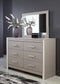 Surancha Queen/Full Panel Headboard with Mirrored Dresser, Chest and 2 Nightstands